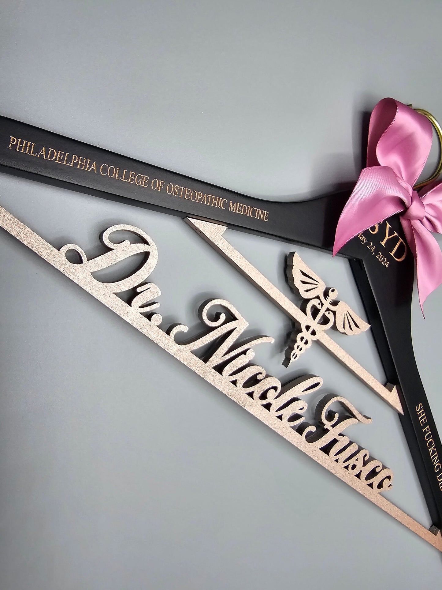 Laser Cut /Laser Engraving / Caduceus Symbol /2 Line Medical School Graduation Gifts, First White Coat Hanger , Personalized Doctor Hanger