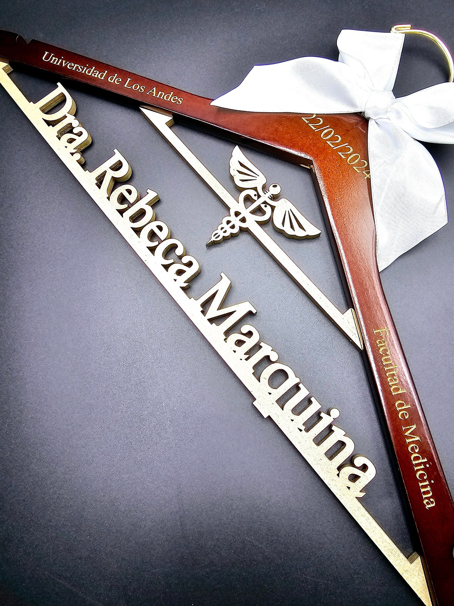 Laser Cut /Laser Engraving / Caduceus Symbol /2 Line Medical School Graduation Gifts, First White Coat Hanger , Personalized Doctor Hanger