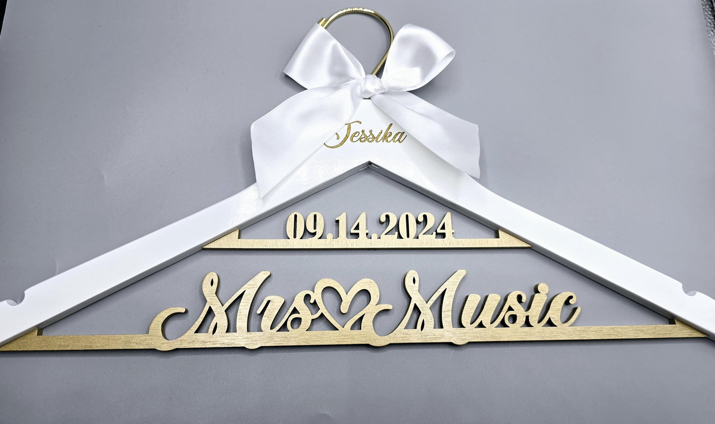 2 line Laser Cut with Engrave/ Wedding Dress Hanger/Bride Hanger/Wedding Hanger/ Bridesmaid Hanger/Personalized Bridal Gift/Wedding gift