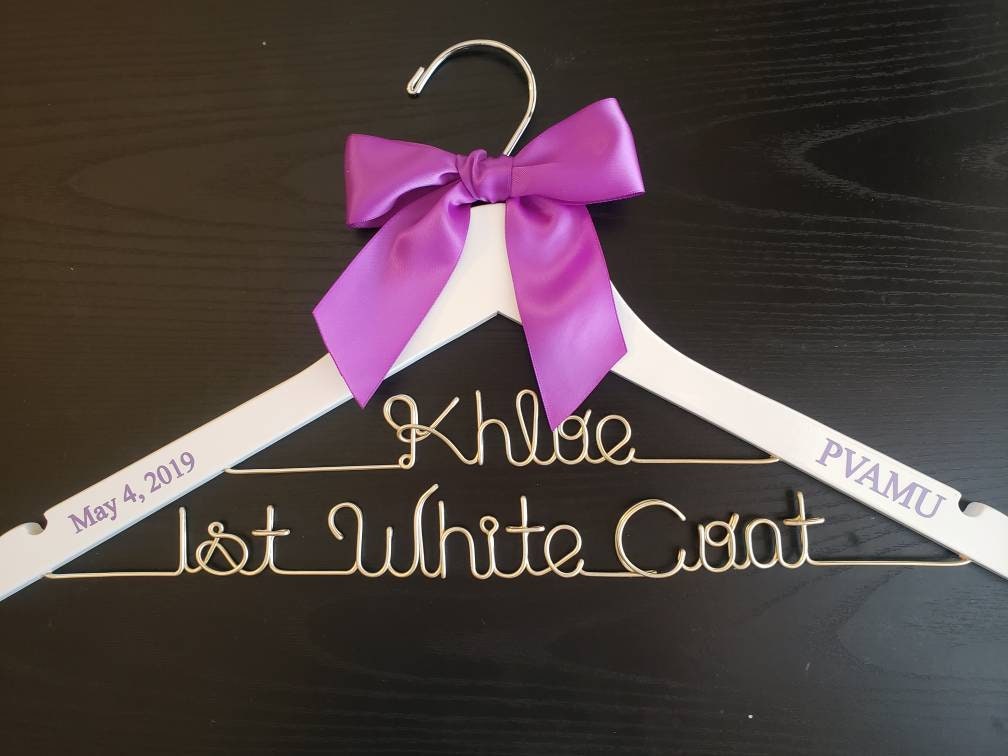 2 Line Medical School Graduation Gift, First White Coat Hanger, Doctor Hanger, Personalized doctor hanger with date and school name