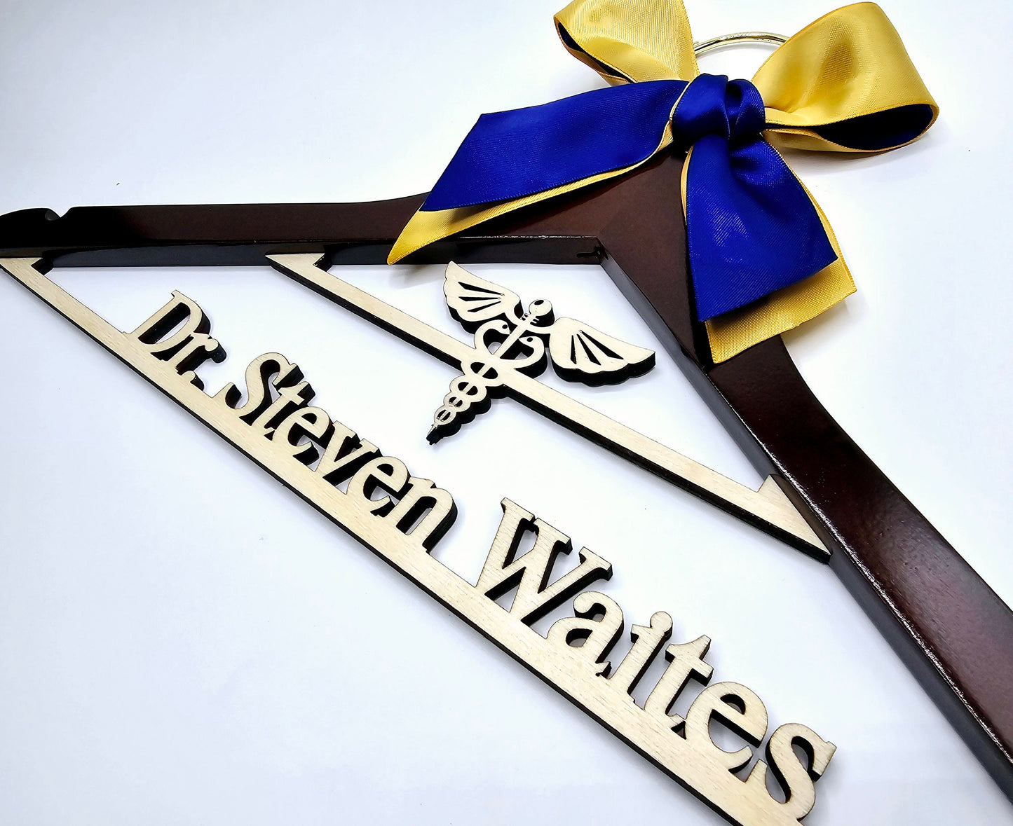 Laser Cut /Laser Engraving / Caduceus Symbol /2 Line Medical School Graduation Gifts, First White Coat Hanger , Personalized Doctor Hanger
