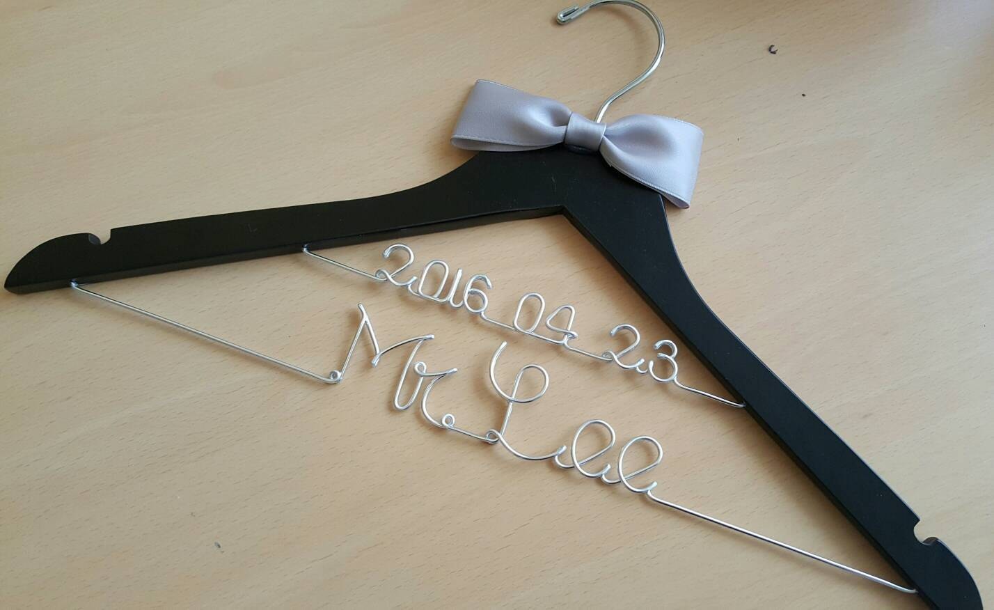 Bride hanger with special wedding date / name hanger/ 2 line bride hanger / Mrs. Hanger/ Name hanger
