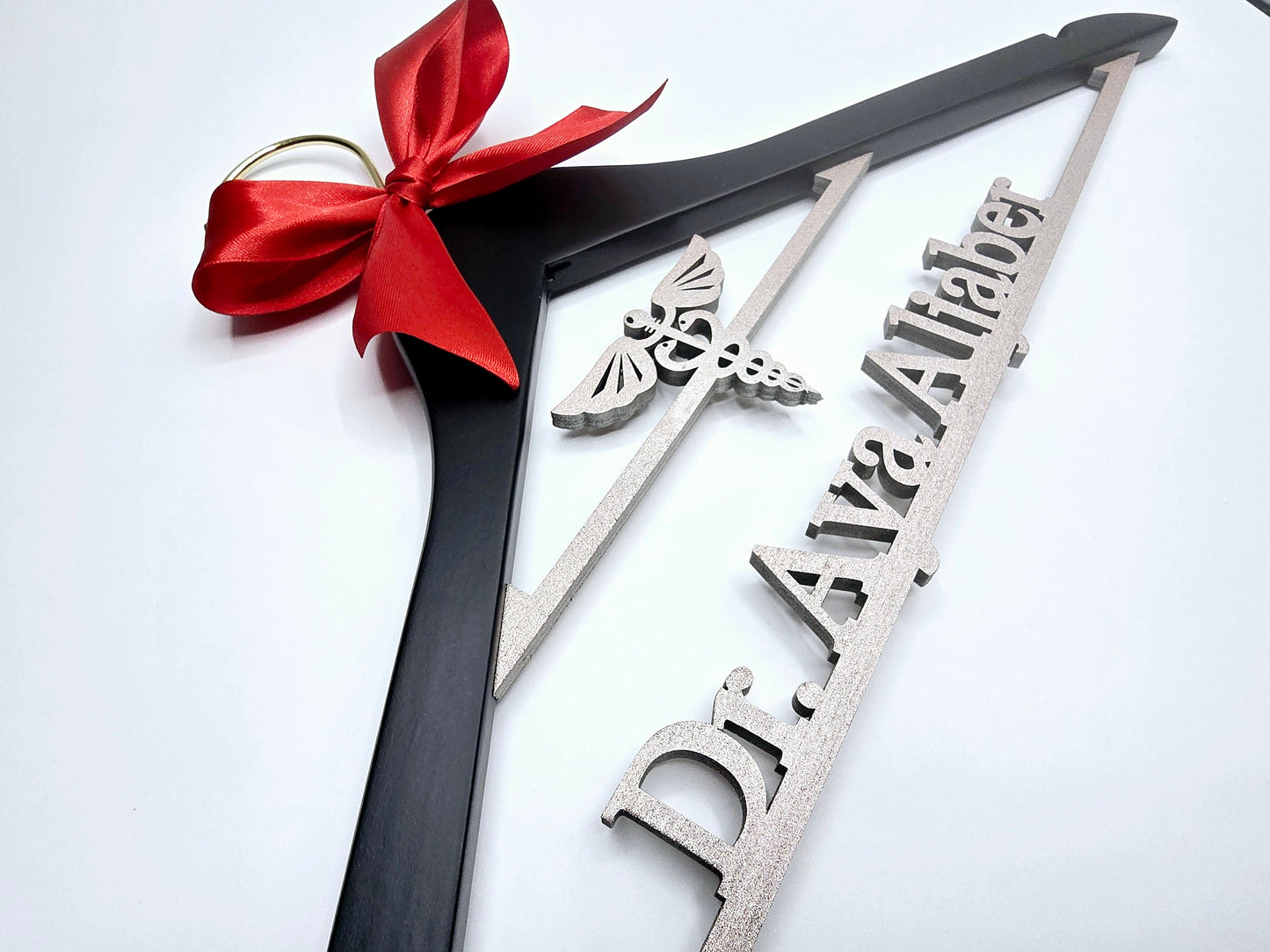 Laser Cut /Laser Engraving / Caduceus Symbol /2 Line Medical School Graduation Gifts, First White Coat Hanger , Personalized Doctor Hanger