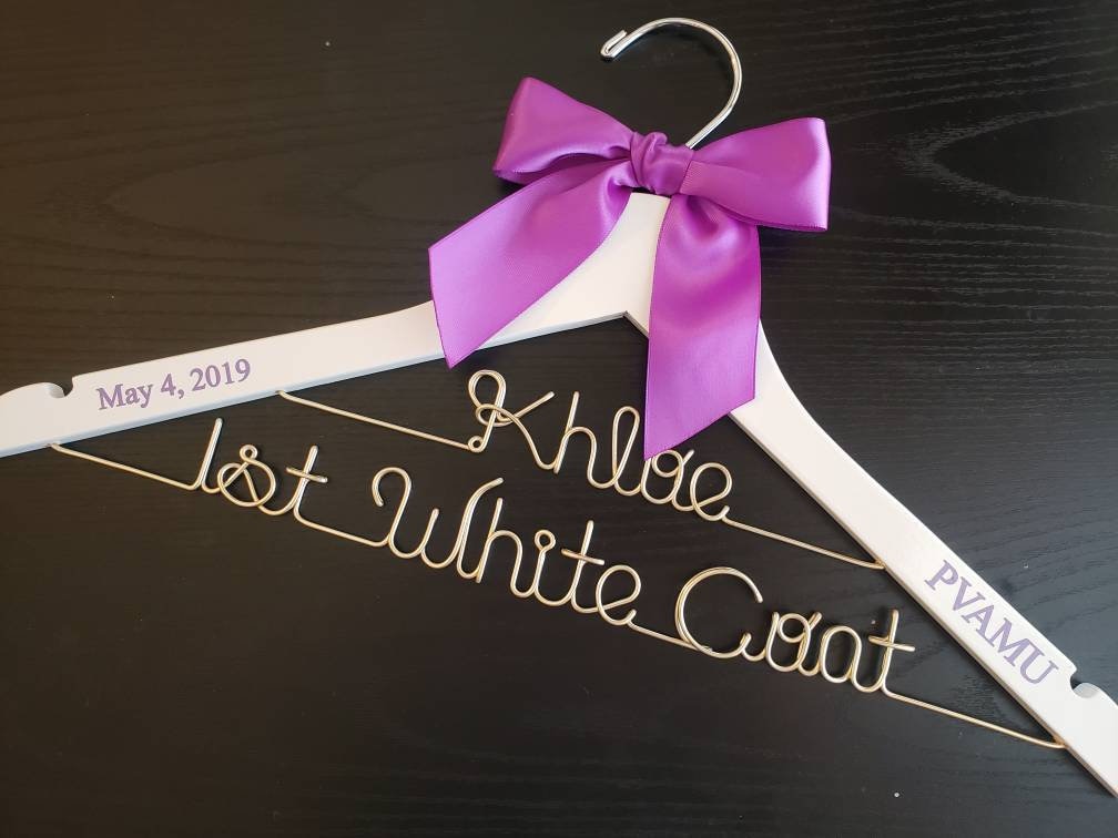 2 Line Medical School Graduation Gift, First White Coat Hanger, Doctor Hanger, Personalized doctor hanger with date and school name