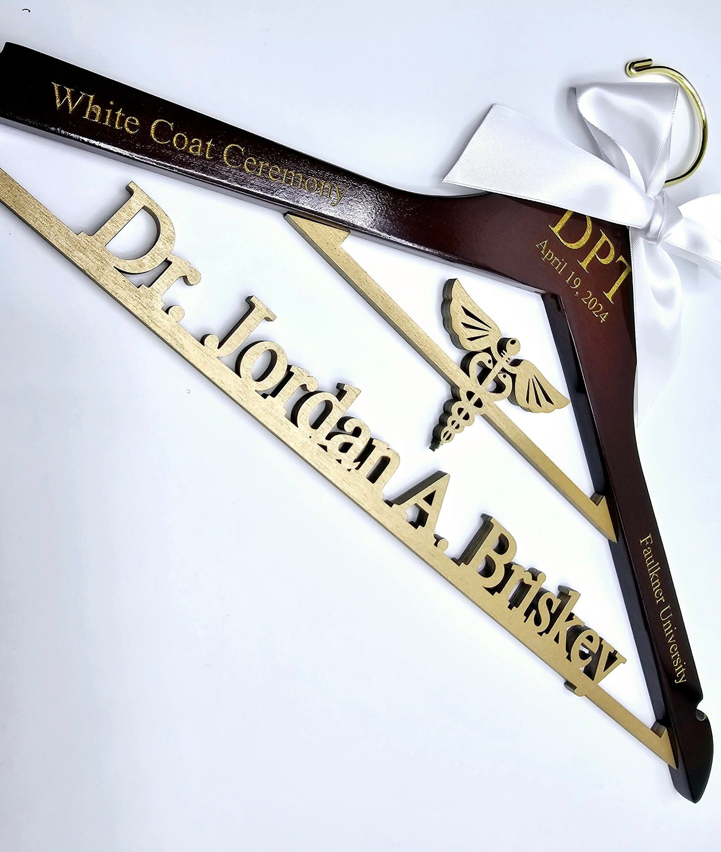 Laser Cut /Laser Engraving / Caduceus Symbol /2 Line Medical School Graduation Gifts, First White Coat Hanger , Personalized Doctor Hanger