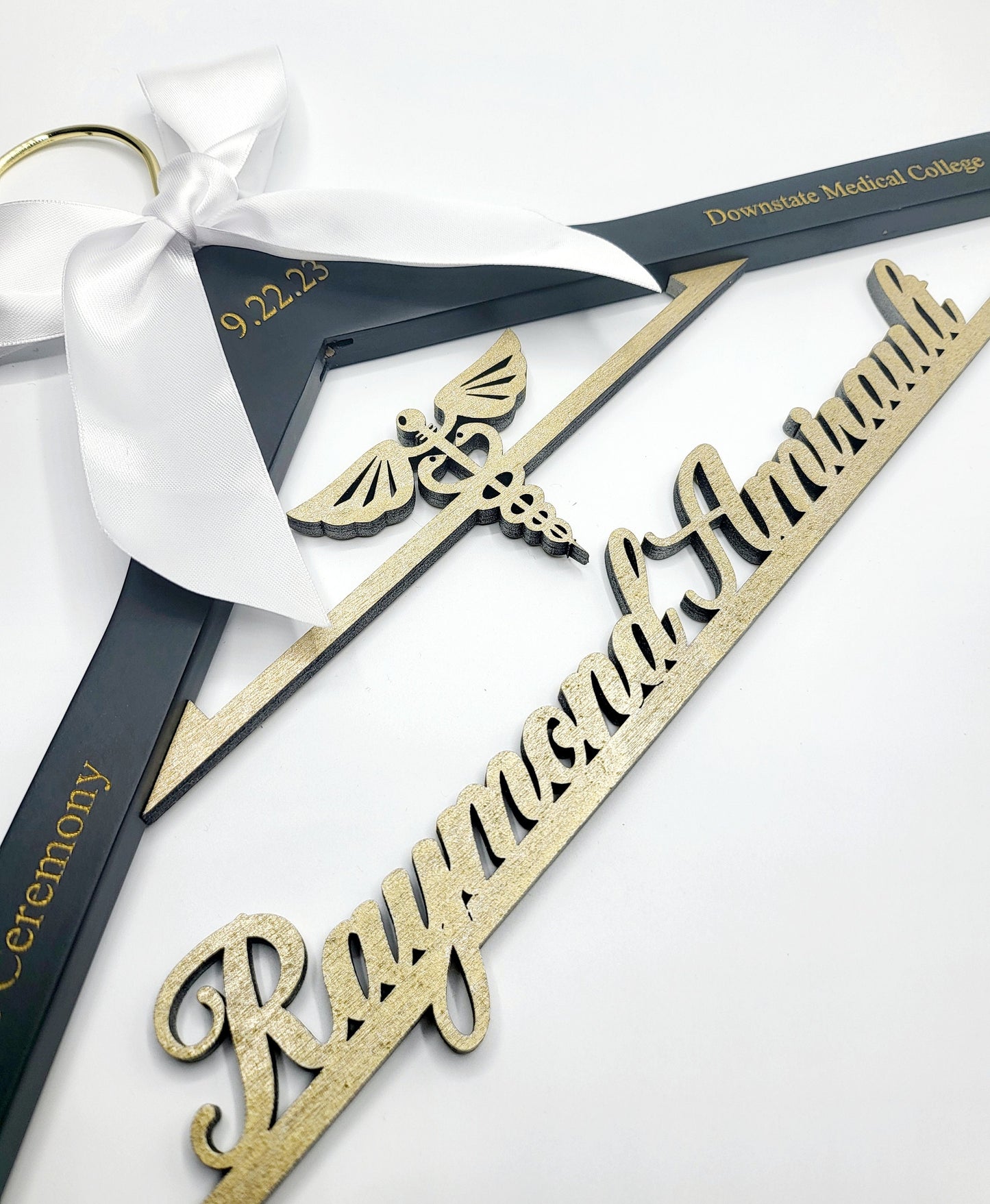 Laser Cut /Laser Engraving on ARMS / 2 Line Medical School Graduation Gifts, First White Coat Hanger , Personalized Doctor Hanger