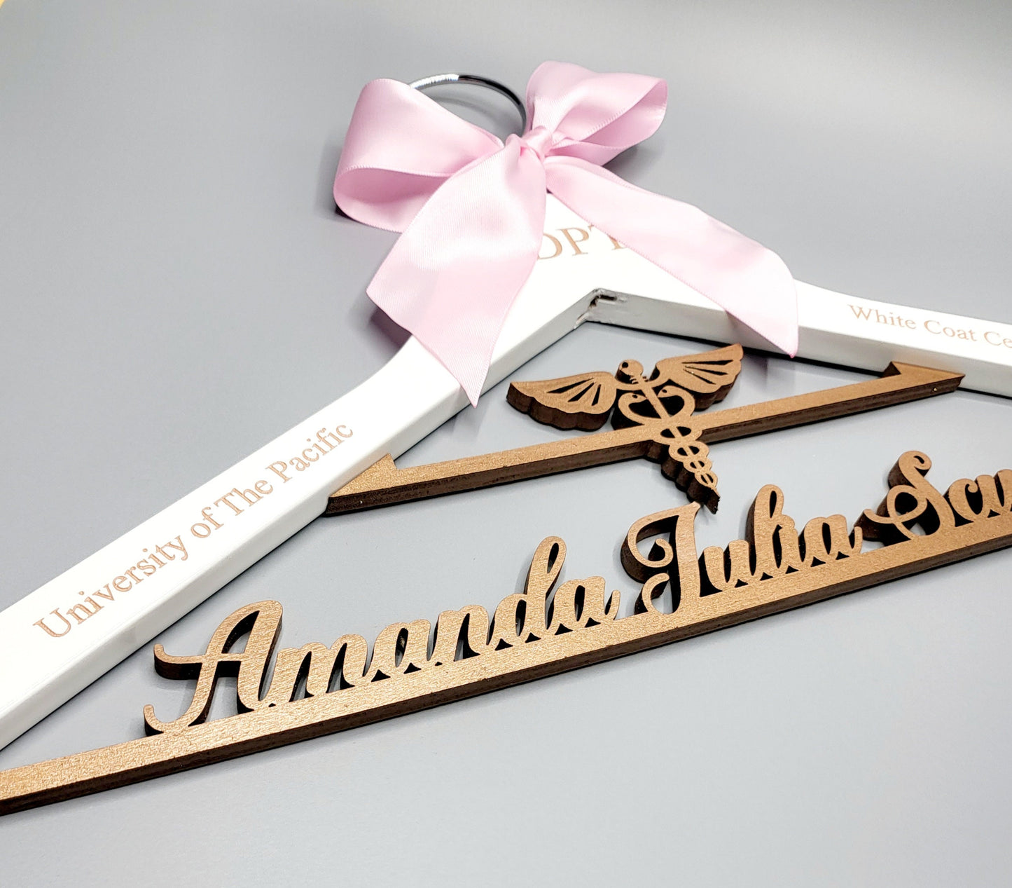 Laser Cut /Laser Engraving on ARMS / 2 Line Medical School Graduation Gifts, First White Coat Hanger , Personalized Doctor Hanger