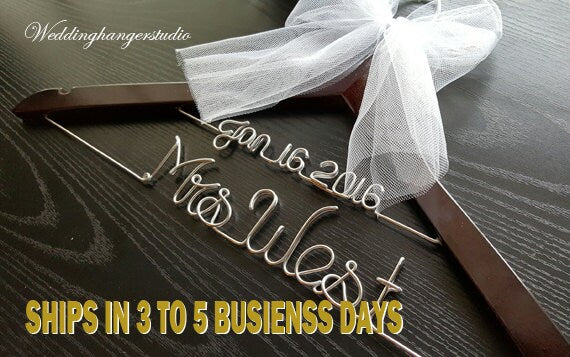 2 Line-Wedding dress Hanger with date, Name Hanger, Bride Hanger,Personalized Hanger, Bridesmaid, Bride Gift, Bridal Party gift