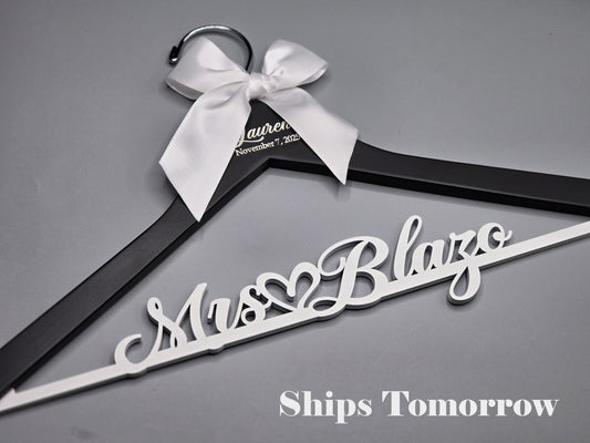 Personalized Modern elegant Bridal Hanger with engraving - SHIP IN 1 DAY