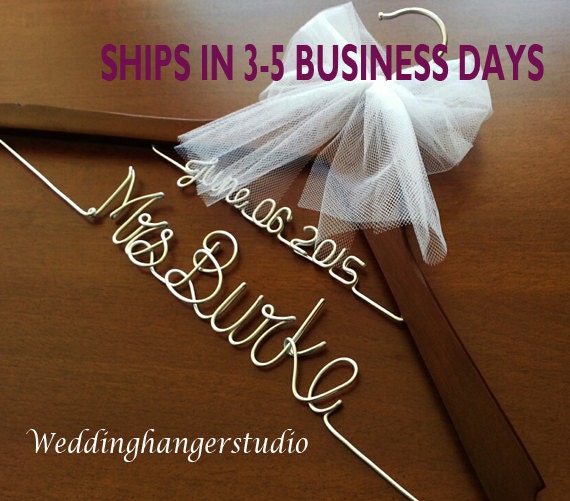 2 Line-Wedding dress Hanger with date, Name Hanger, Bride Hanger,Personalized Hanger, Bridesmaid, Bride Gift, Bridal Party gift