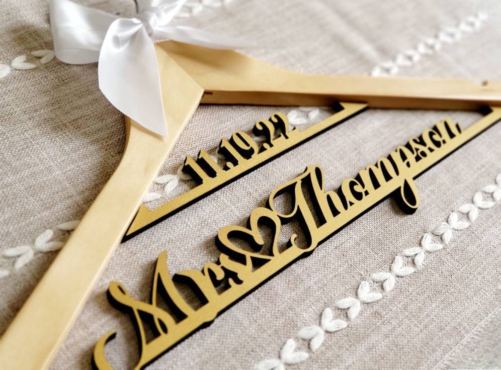 LaserCut / Wedding Dress Hanger / Mrs Hanger / Bride Hanger / Wedding Hanger / Bridesmaid Hanger / Personalized Bridal Gift