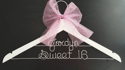 2 Line-. sweet sixteen Hanger, Name Hanger,mis quince Hanger,Personalized Hanger, 16th birthday gift, Party gift, perfect birthday gift