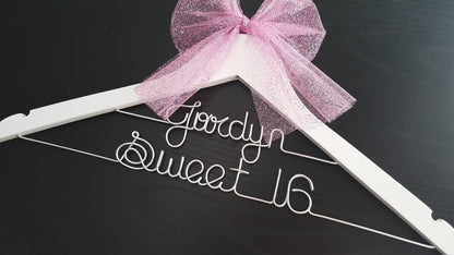 2 Line-. sweet sixteen Hanger, Name Hanger,mis quince Hanger,Personalized Hanger, 16th birthday gift, Party gift, perfect birthday gift
