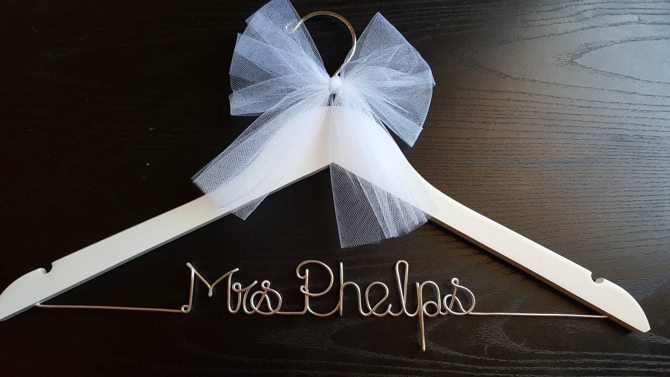 White wedding dress hanger/ NAME hanger/ mrs. hanger / wedding hangers