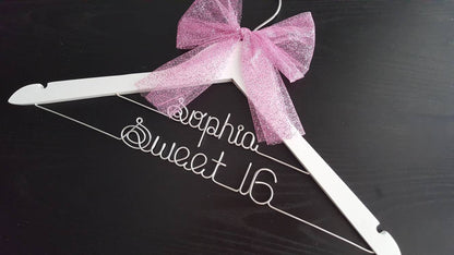 2 Line-. sweet sixteen Hanger, Name Hanger,mis quince Hanger,Personalized Hanger, 16th birthday gift, Party gift, perfect birthday gift