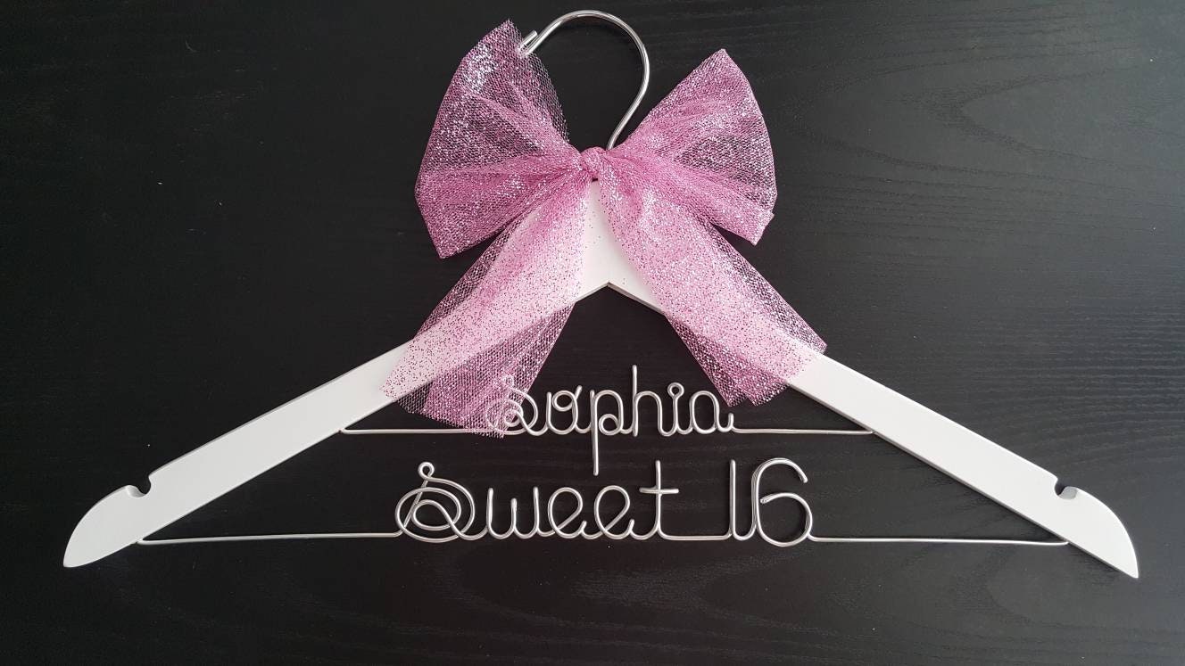 2 Line-. sweet sixteen Hanger, Name Hanger,mis quince Hanger,Personalized Hanger, 16th birthday gift, Party gift, perfect birthday gift