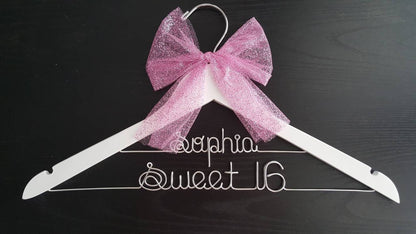 2 Line-. sweet sixteen Hanger, Name Hanger,mis quince Hanger,Personalized Hanger, 16th birthday gift, Party gift, perfect birthday gift