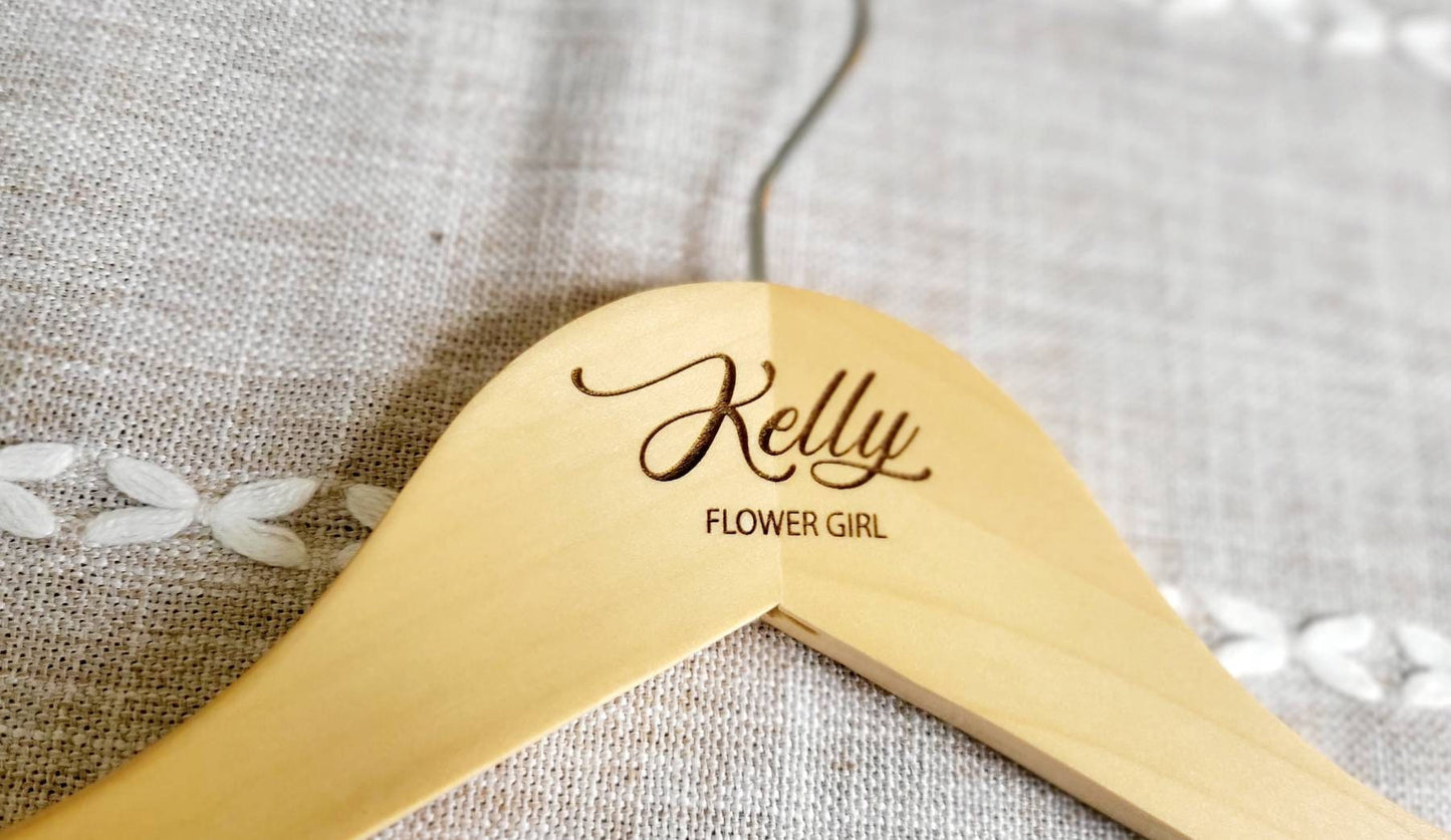 Personalized Bridesmaid Hangers - Wedding Hanger - Wooden Engraved Hanger - Bridal Dress Hanger - Wedding Name Hangers
