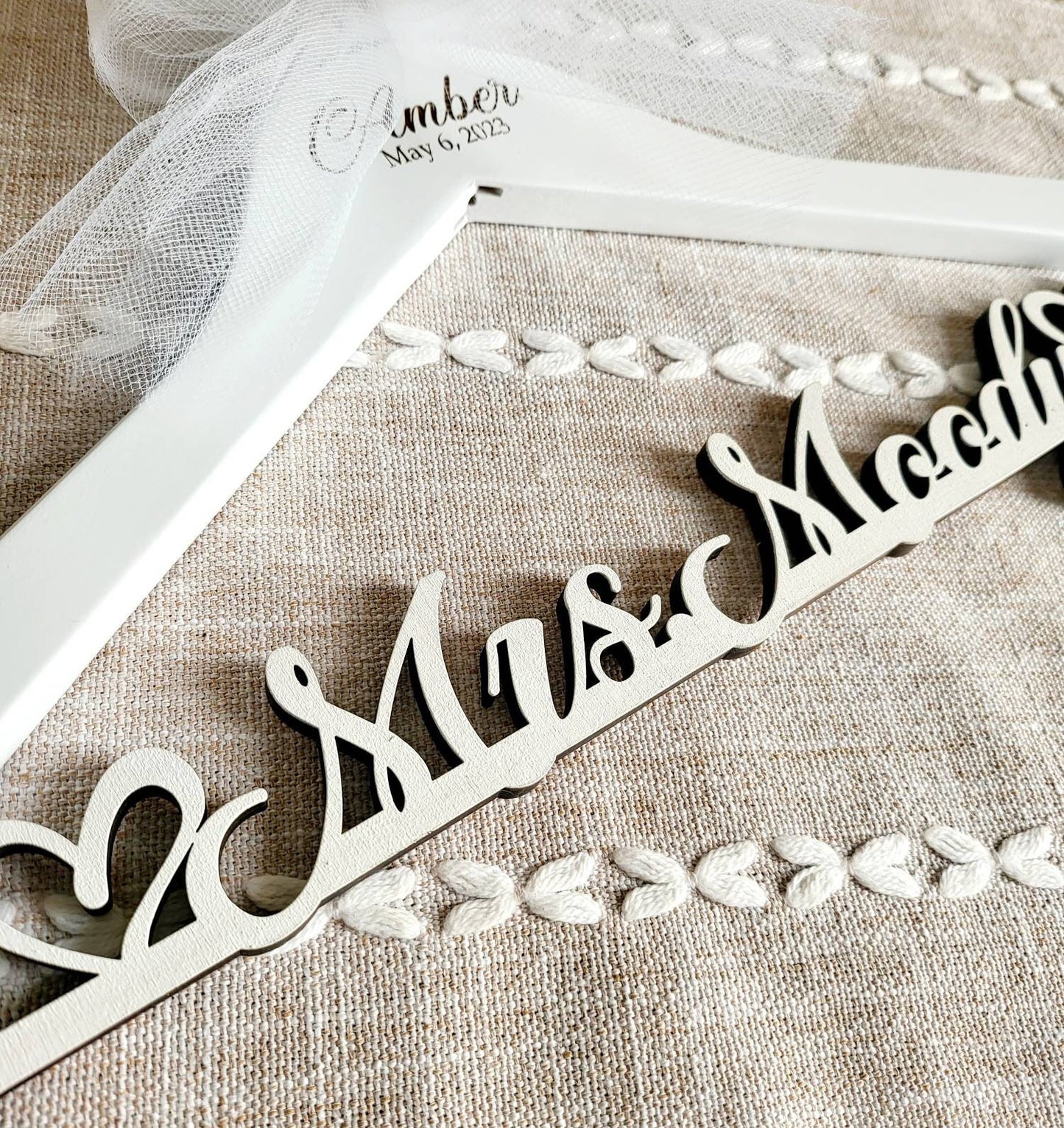 Laser Cut single line /laser engraving/ Wedding Dress Hanger / Mrs Hanger / Bride Hanger / Wedding Hanger / Personalized Bridal Gift