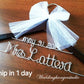 SHIP IN 1 DAY.  2 Line wedding hanger - Name hanger, Bride hanger, Bridal Gift hanger, mrs. hanger. Free shipping