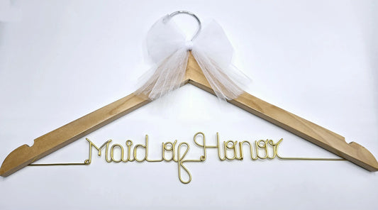 Maid of Honor hanger with first name on top