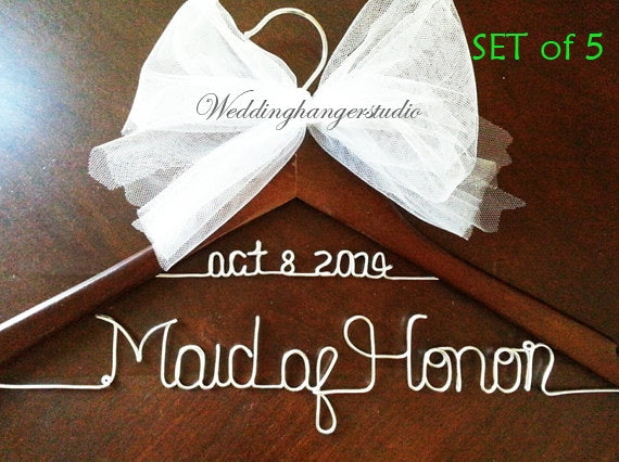 SALE / DISCOUNT / SET of 5 - 2 line name hangers/ wedding hangers / wedding hanger packages