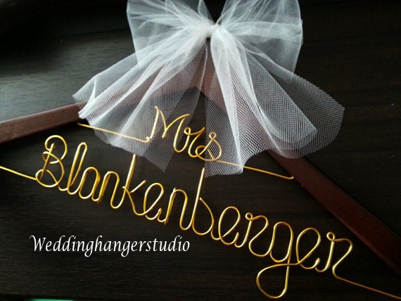 Weekend SALE / 2 Line-Wedding dress Hanger with date/ Name Hanger/ Bride Hanger/Personalized Hanger/Bridal party gift/ Bride Gift,