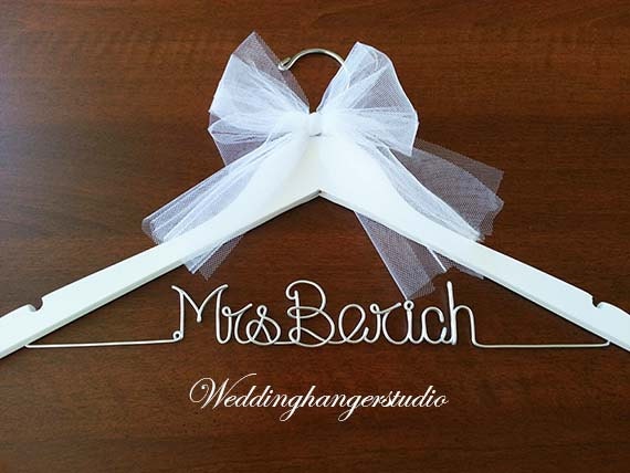 White wedding dress hanger/ NAME hanger/ mrs. hanger / wedding hangers