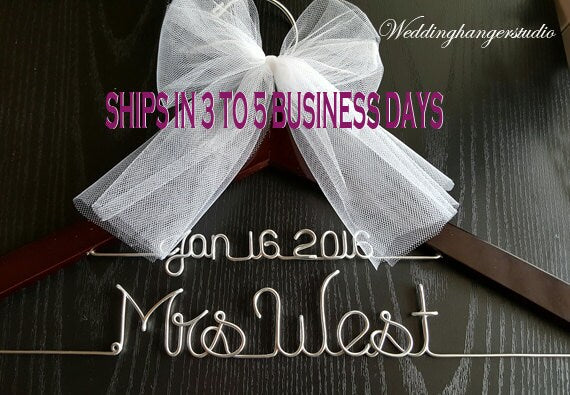 Wedding Dress Hanger with date, 2 Line Name Hanger, Bride Hanger,Personalized Hanger, Bridesmaid, Bride Gift, Bridal Party gift